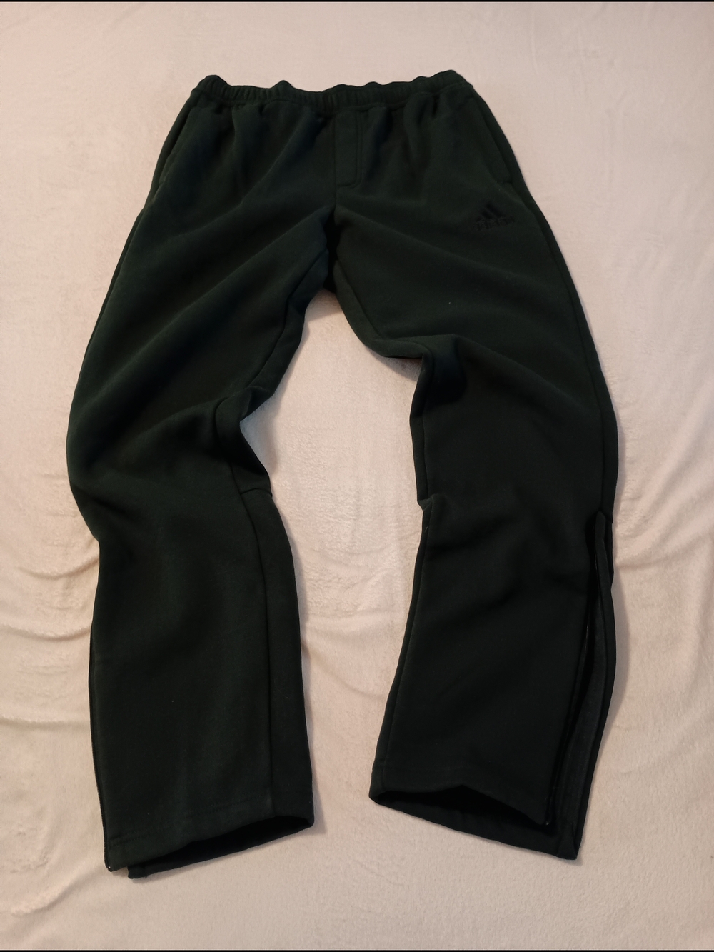 Adidas Men's Fleece Taper Pants Zipper Ankles Size Medium Sharp Green